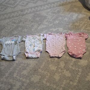 Gerber Pink and Gray Baby Bodysuits Set